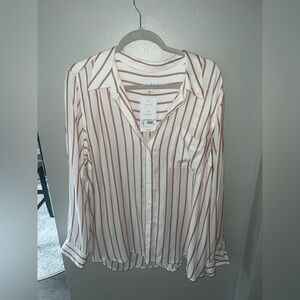 Isabel Maternity by Ingrid & Isabel Brown and White Striped Shirt